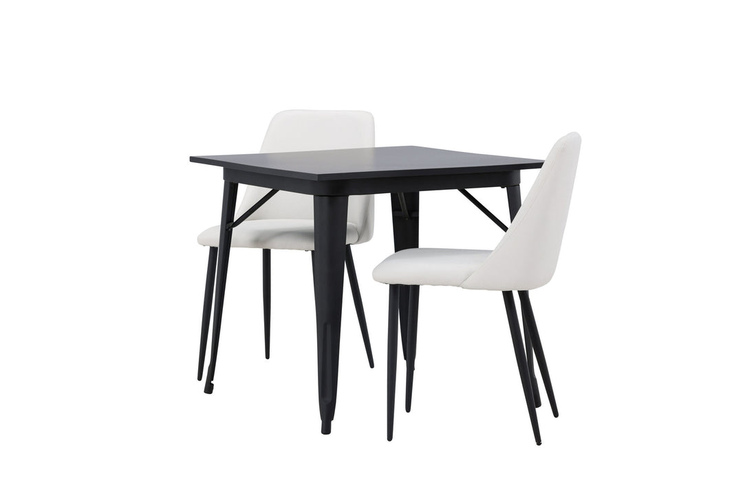 Venture Home Tempe Dining Table - Black / Black MDF +Night Dining Chair - Black / White PU _2