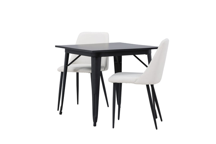 Venture Home Tempe Dining Table - Black / Black MDF +Night Dining Chair - Black / White PU _2