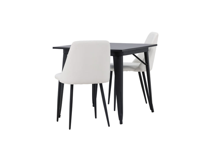 Venture Home Tempe Dining Table - Black / Black MDF +Night Dining Chair - Black / White PU _2