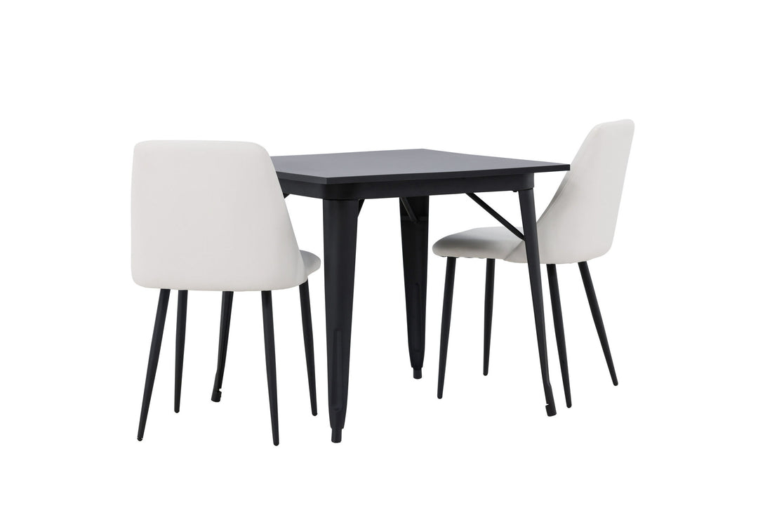 Venture Home Tempe Dining Table - Black / Black MDF +Night Dining Chair - Black / White PU _2