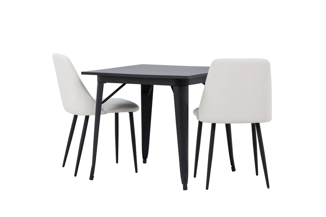 Venture Home Tempe Dining Table - Black / Black MDF +Night Dining Chair - Black / White PU _2
