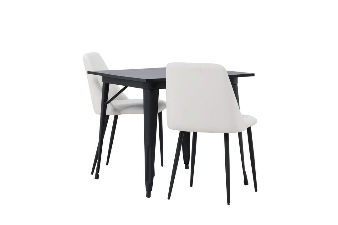 Venture Home Tempe Dining Table - Black / Black MDF +Night Dining Chair - Black / White PU _2