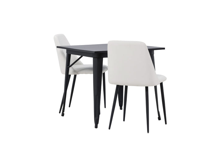 Venture Home Tempe Dining Table - Black / Black MDF +Night Dining Chair - Black / White PU _2