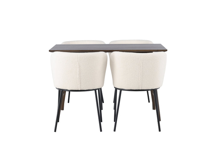 Venture Home Kaseidon Dining Table - Rubberwood / Dark Brown MDF +Edina Dining Chair - Black / White Boucle _4