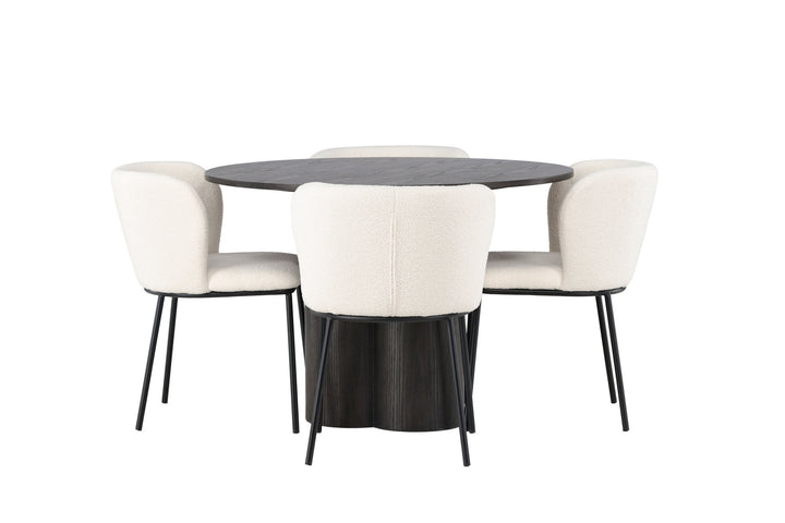 Venture Home Olivia Dining Table - Mocca / Mocca Veneer +Edina Dining Chair - Black / White Boucle _4