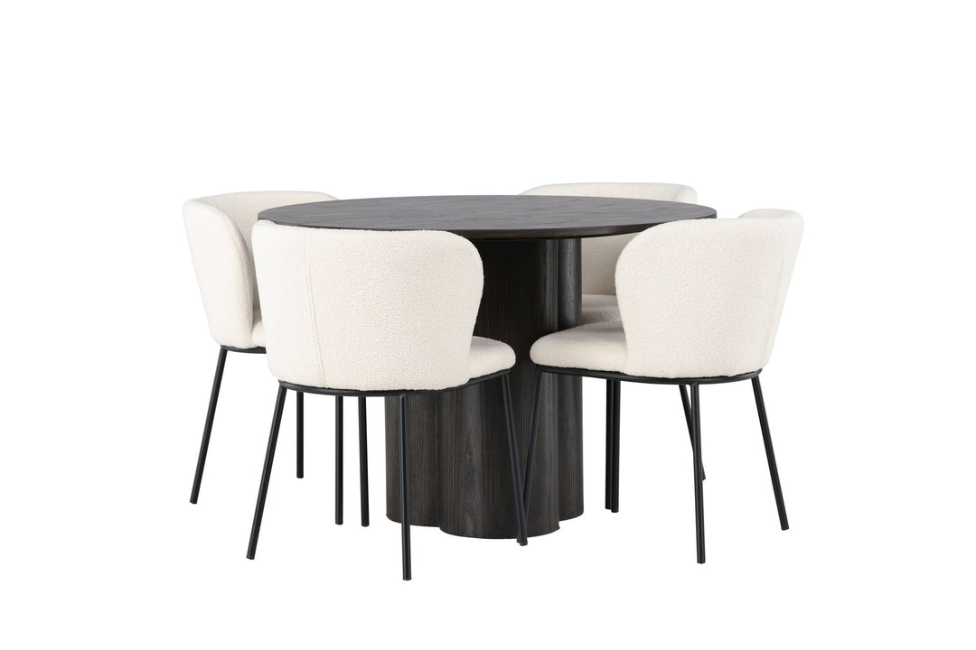 Venture Home Olivia Dining Table - Mocca / Mocca Veneer +Edina Dining Chair - Black / White Boucle _4