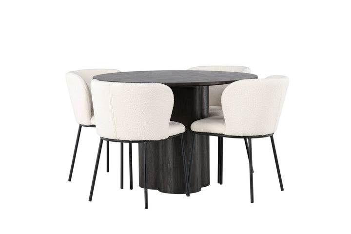 Venture Home Olivia Dining Table - Mocca / Mocca Veneer +Edina Dining Chair - Black / White Boucle _4