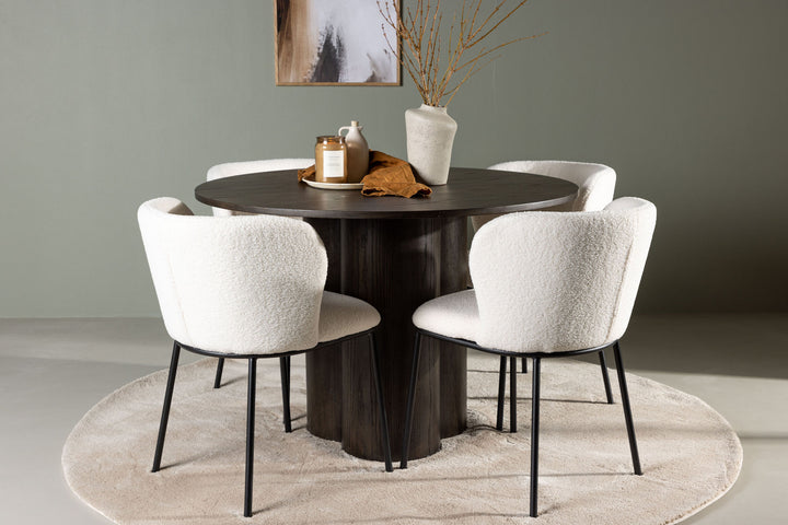 Venture Home Olivia Dining Table - Mocca / Mocca Veneer +Edina Dining Chair - Black / White Boucle _4