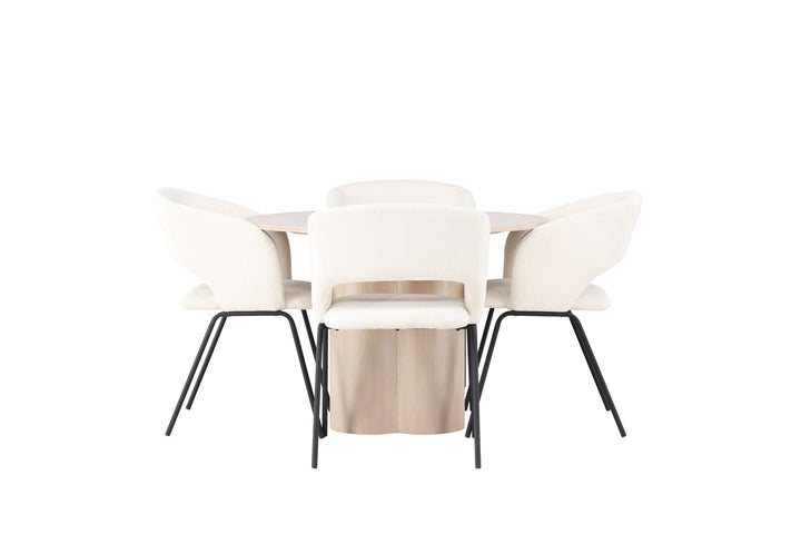 Venture Home Olivia Dining Table - White Wash Veneer +Day Dining Chair - Matte black / White Linen _4