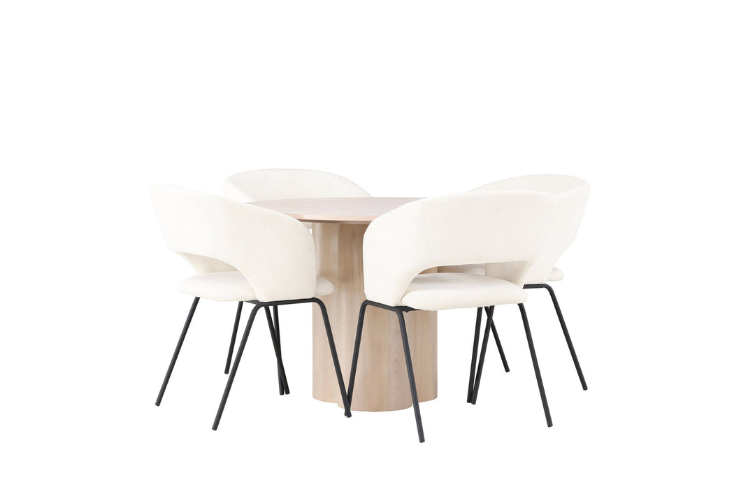 Venture Home Olivia Dining Table - White Wash Veneer +Day Dining Chair - Matte black / White Linen _4