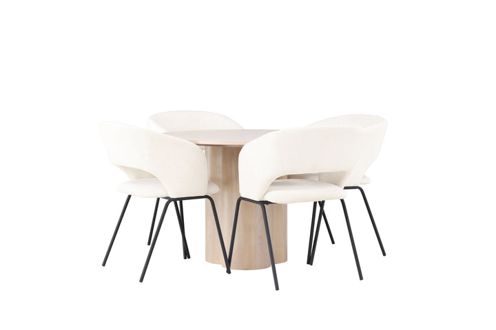 Venture Home Olivia Dining Table - White Wash Veneer +Day Dining Chair - Matte black / White Linen _4