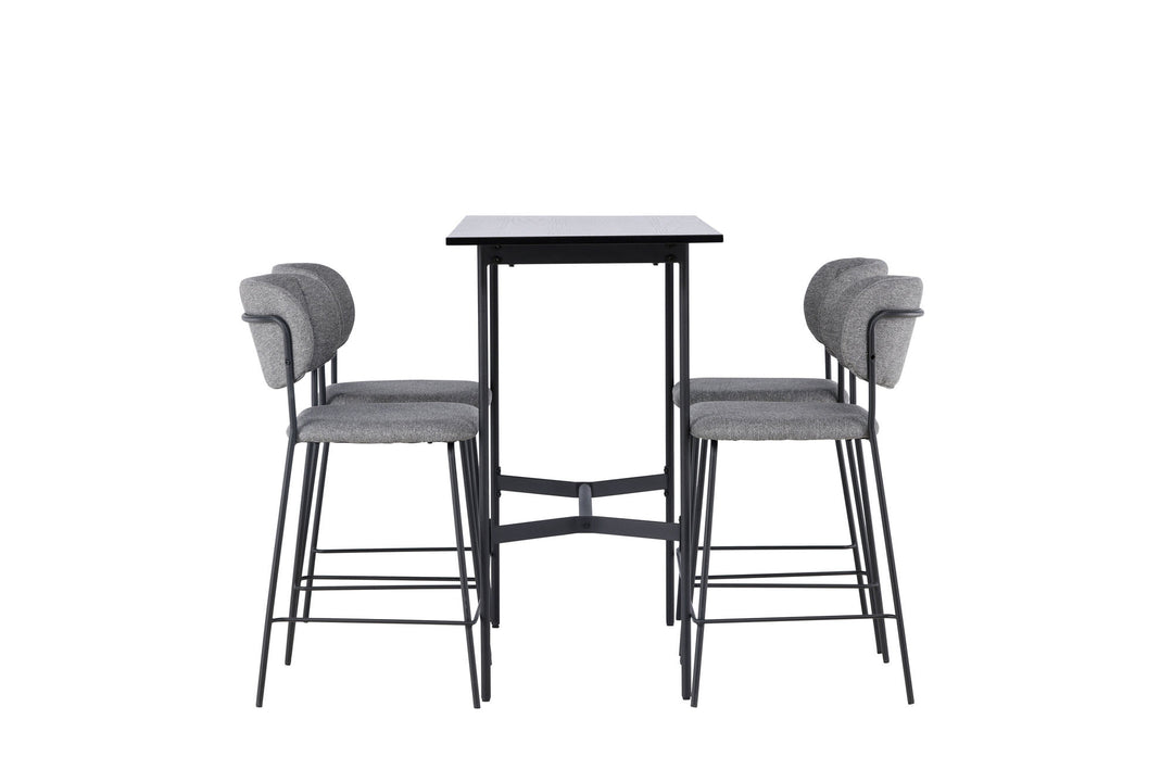 Venture Home Rax Bar Table 120*60 - Black / Black MDF +Bell Bar Chair - Black / Grey Fabric _4