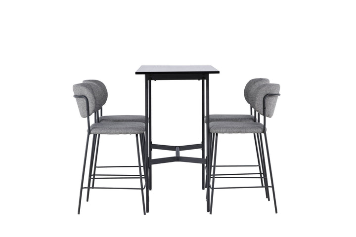 Venture Home Rax Bar Table 120*60 - Black / Black MDF +Bell Bar Chair - Black / Grey Fabric _4