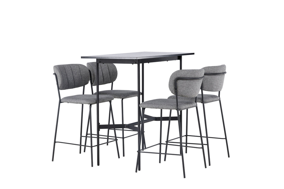 Venture Home Rax Bar Table 120*60 - Black / Black MDF +Bell Bar Chair - Black / Grey Fabric _4