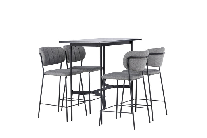 Venture Home Rax Bar Table 120*60 - Black / Black MDF +Bell Bar Chair - Black / Grey Fabric _4