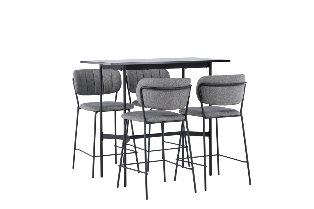 Venture Home Rax Bar Table 120*60 - Black / Black MDF +Bell Bar Chair - Black / Grey Fabric _4