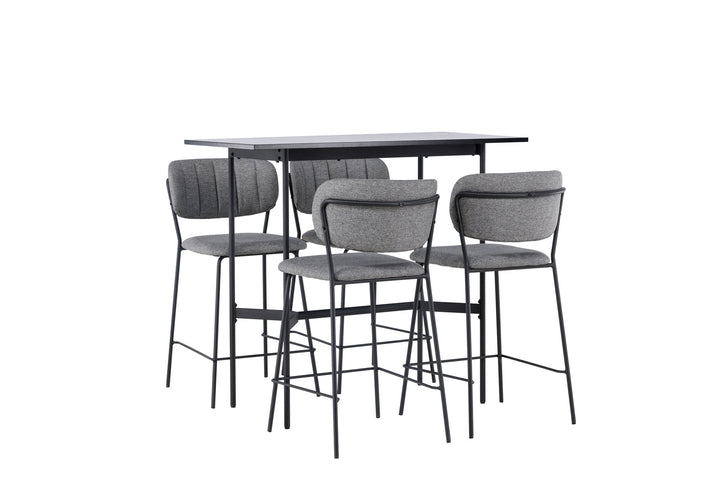 Venture Home Rax Bar Table 120*60 - Black / Black MDF +Bell Bar Chair - Black / Grey Fabric _4