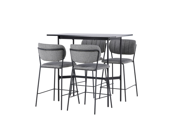 Venture Home Rax Bar Table 120*60 - Black / Black MDF +Bell Bar Chair - Black / Grey Fabric _4
