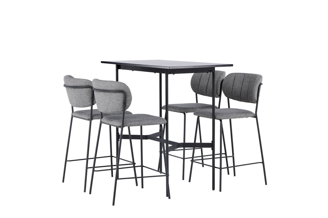 Venture Home Rax Bar Table 120*60 - Black / Black MDF +Bell Bar Chair - Black / Grey Fabric _4