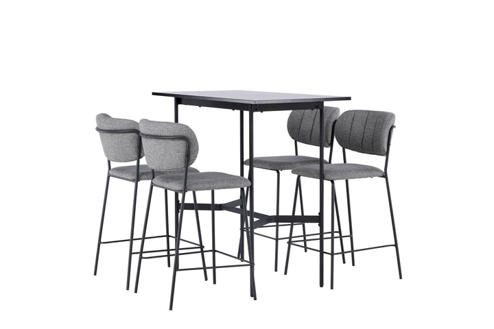 Venture Home Rax Bar Table 120*60 - Black / Black MDF +Bell Bar Chair - Black / Grey Fabric _4