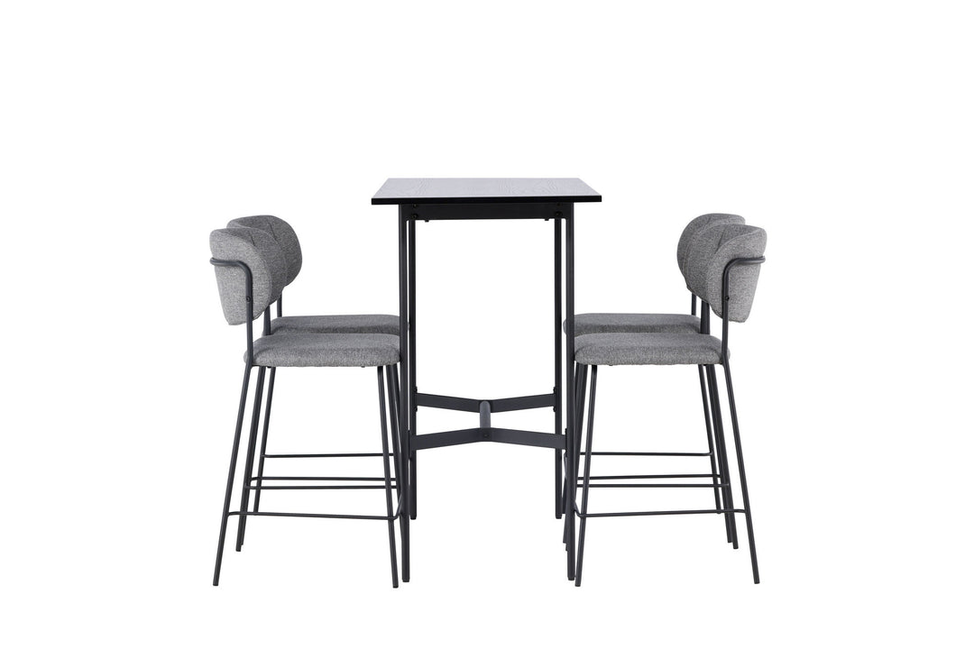 Venture Home Rax Bar Table 120*60 - Black / Black MDF +Bell Bar Chair - Black / Grey Fabric _4