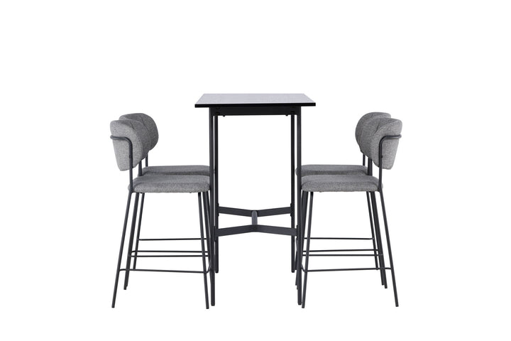 Venture Home Rax Bar Table 120*60 - Black / Black MDF +Bell Bar Chair - Black / Grey Fabric _4