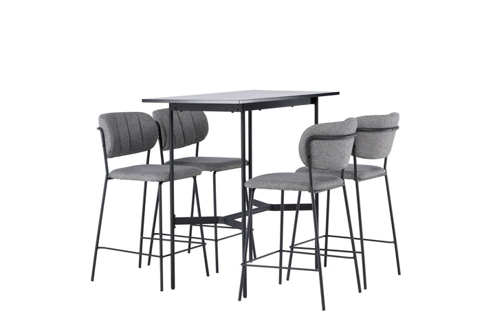 Venture Home Rax Bar Table 120*60 - Black / Black MDF +Bell Bar Chair - Black / Grey Fabric _4