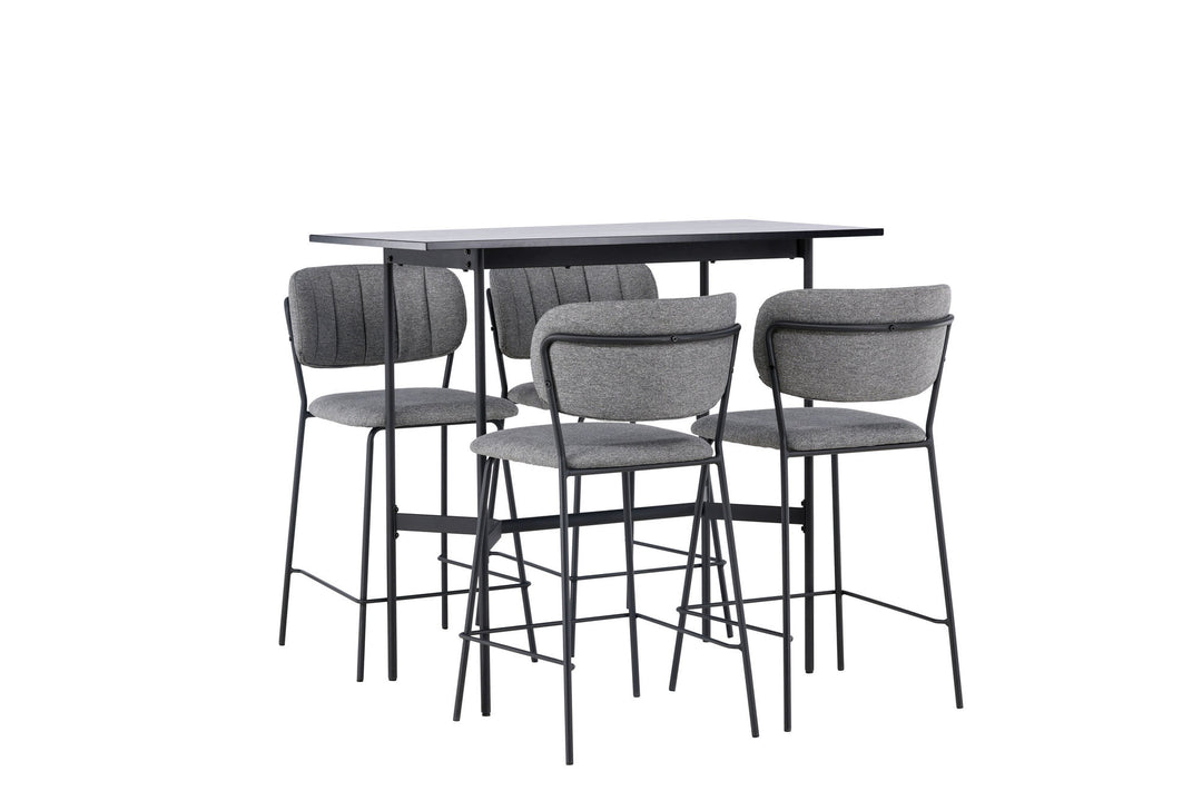 Venture Home Rax Bar Table 120*60 - Black / Black MDF +Bell Bar Chair - Black / Grey Fabric _4