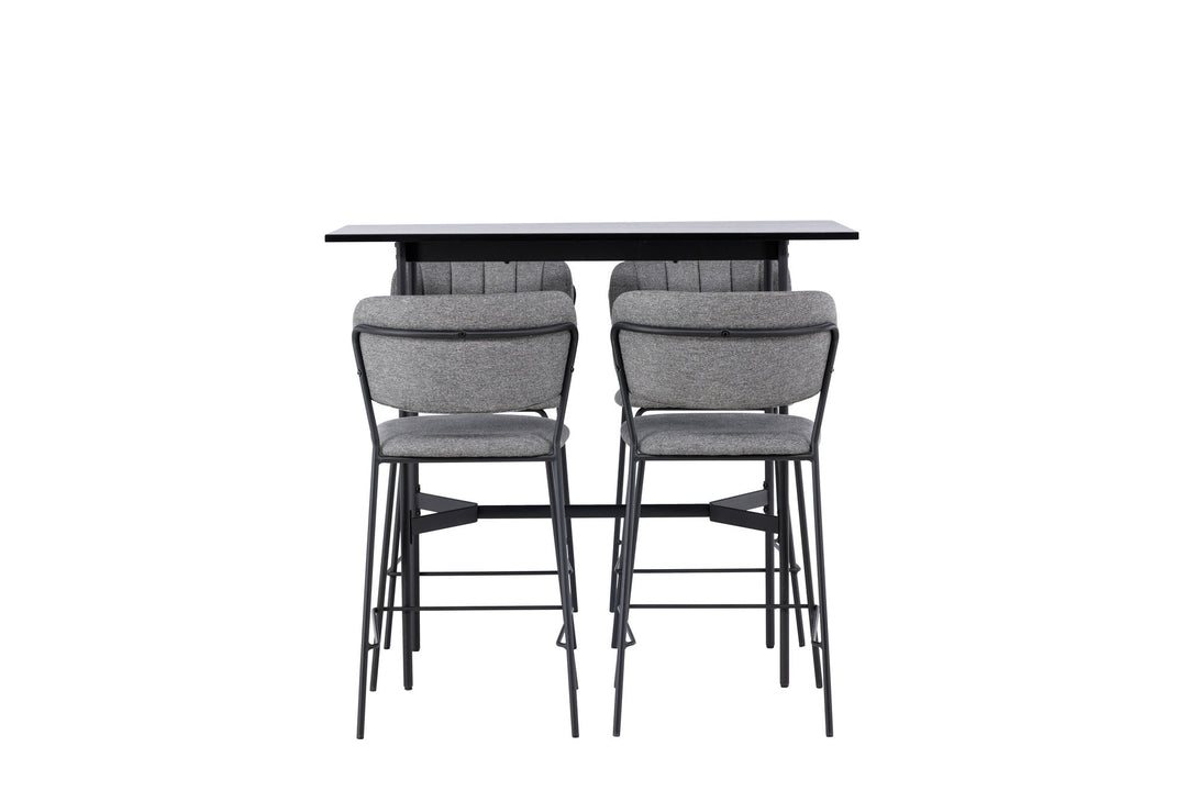Venture Home Rax Bar Table 120*60 - Black / Black MDF +Bell Bar Chair - Black / Grey Fabric _4