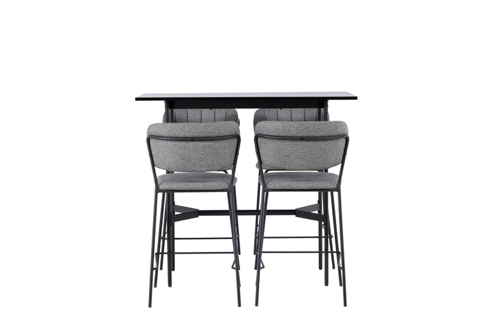 Venture Home Rax Bar Table 120*60 - Black / Black MDF +Bell Bar Chair - Black / Grey Fabric _4
