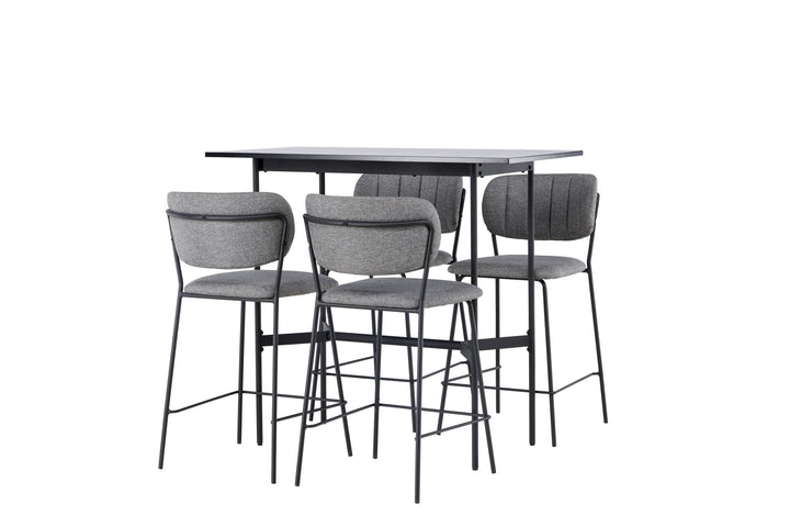 Venture Home Rax Bar Table 120*60 - Black / Black MDF +Bell Bar Chair - Black / Grey Fabric _4