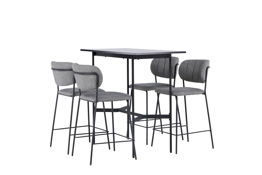 Venture Home Rax Bar Table 120*60 - Black / Black MDF +Bell Bar Chair - Black / Grey Fabric _4