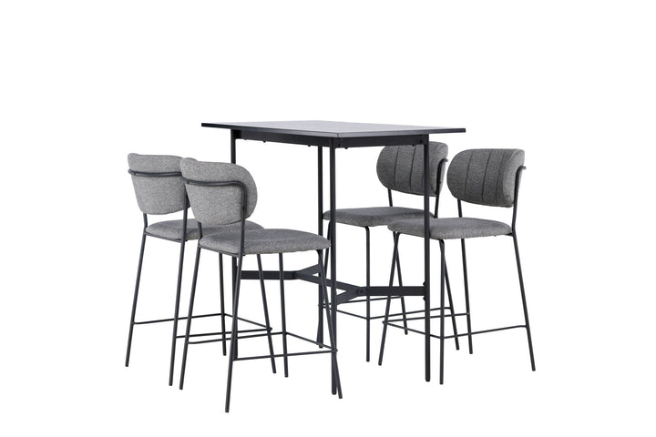 Venture Home Rax Bar Table 120*60 - Black / Black MDF +Bell Bar Chair - Black / Grey Fabric _4