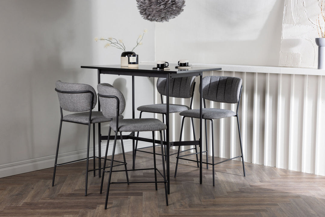 Venture Home Rax Bar Table 120*60 - Black / Black MDF +Bell Bar Chair - Black / Grey Fabric _4