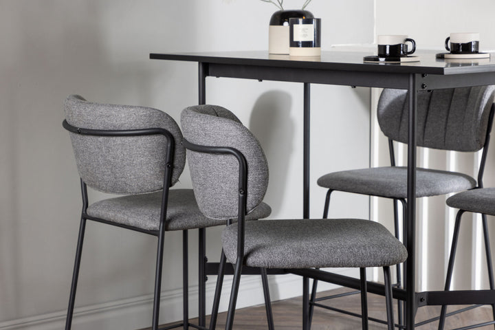 Venture Home Rax Bar Table 120*60 - Black / Black MDF +Bell Bar Chair - Black / Grey Fabric _4
