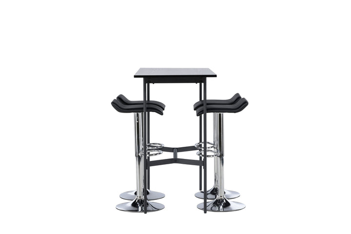 Venture Home Rax Bar Table 120*60 - Black / Black MDF +Jonna Bar Chair - Chromed Steel / Black Fabric _4