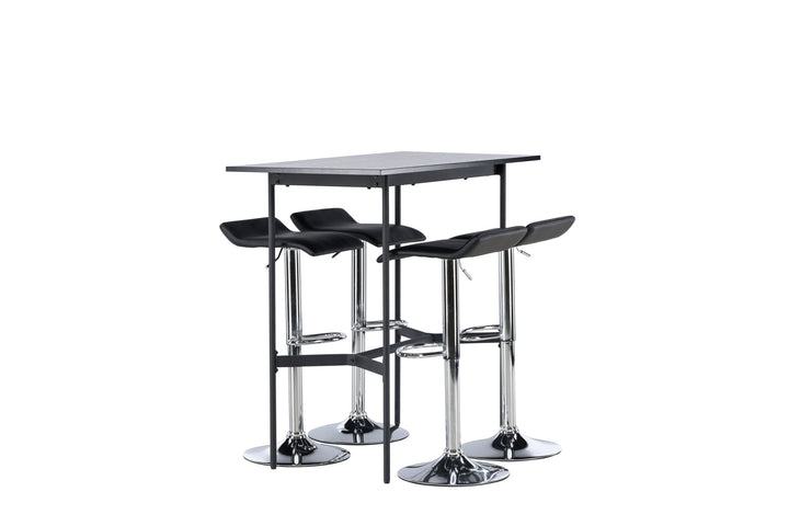 Venture Home Rax Bar Table 120*60 - Black / Black MDF +Jonna Bar Chair - Chromed Steel / Black Fabric _4