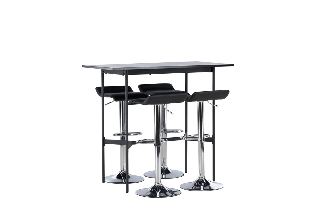 Venture Home Rax Bar Table 120*60 - Black / Black MDF +Jonna Bar Chair - Chromed Steel / Black Fabric _4