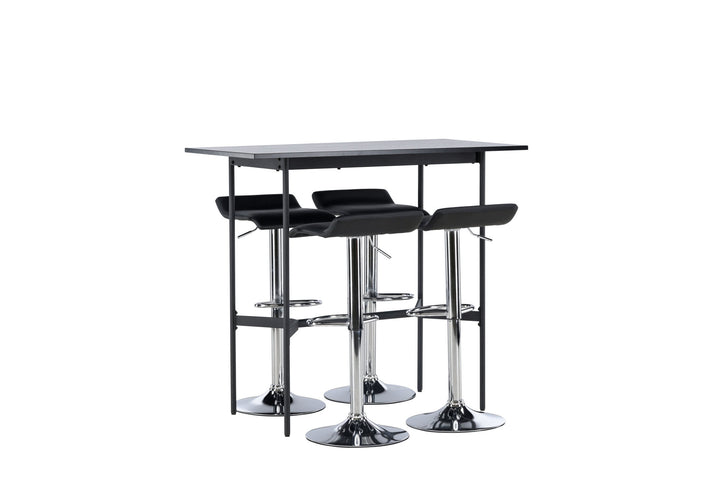 Venture Home Rax Bar Table 120*60 - Black / Black MDF +Jonna Bar Chair - Chromed Steel / Black Fabric _4