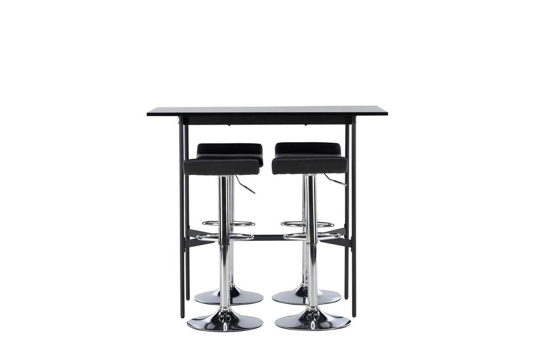 Venture Home Rax Bar Table 120*60 - Black / Black MDF +Jonna Bar Chair - Chromed Steel / Black Fabric _4