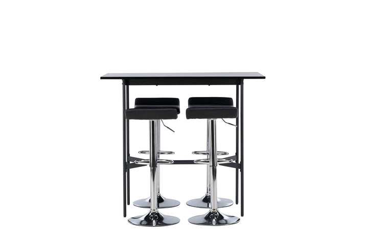 Venture Home Rax Bar Table 120*60 - Black / Black MDF +Jonna Bar Chair - Chromed Steel / Black Fabric _4