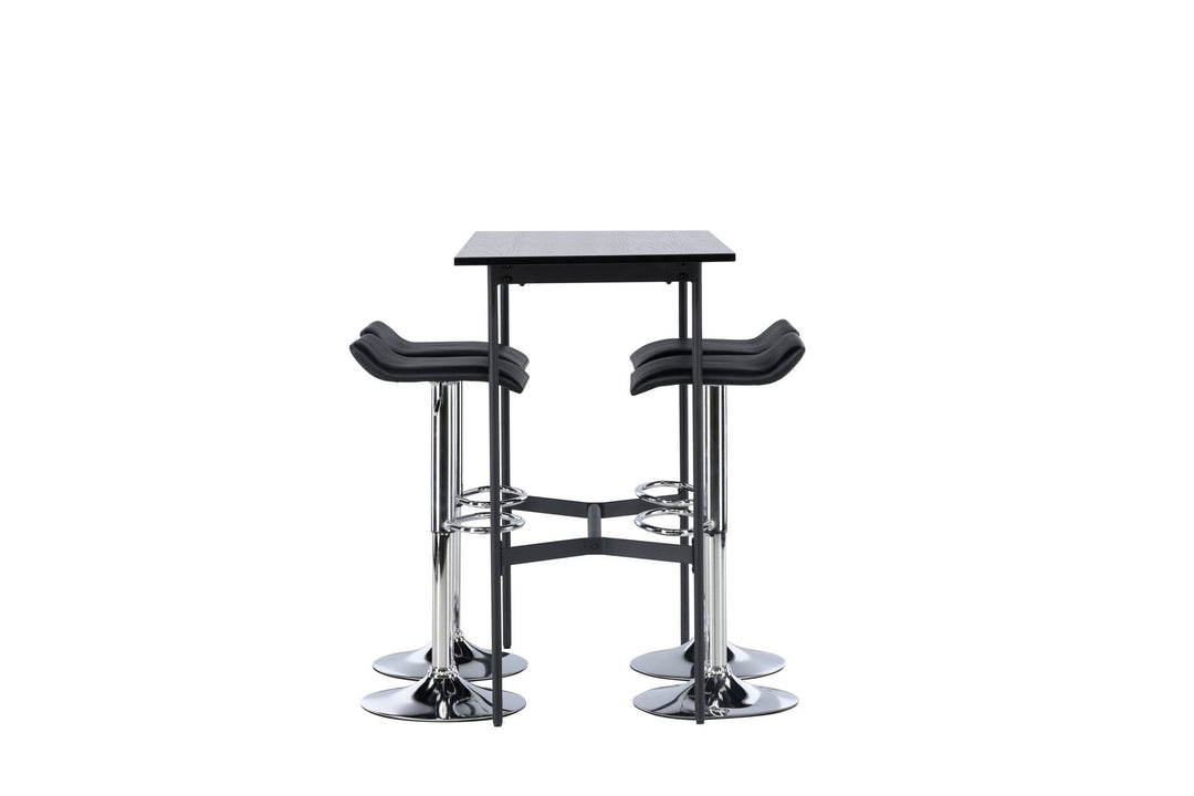 Venture Home Rax Bar Table 120*60 - Black / Black MDF +Jonna Bar Chair - Chromed Steel / Black Fabric _4
