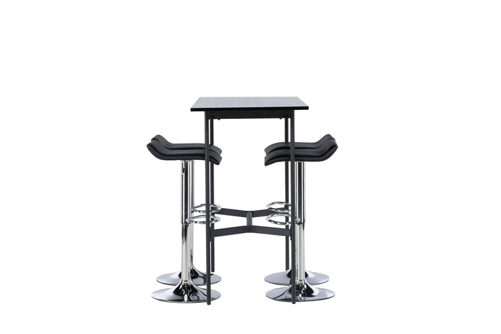 Venture Home Rax Bar Table 120*60 - Black / Black MDF +Jonna Bar Chair - Chromed Steel / Black Fabric _4