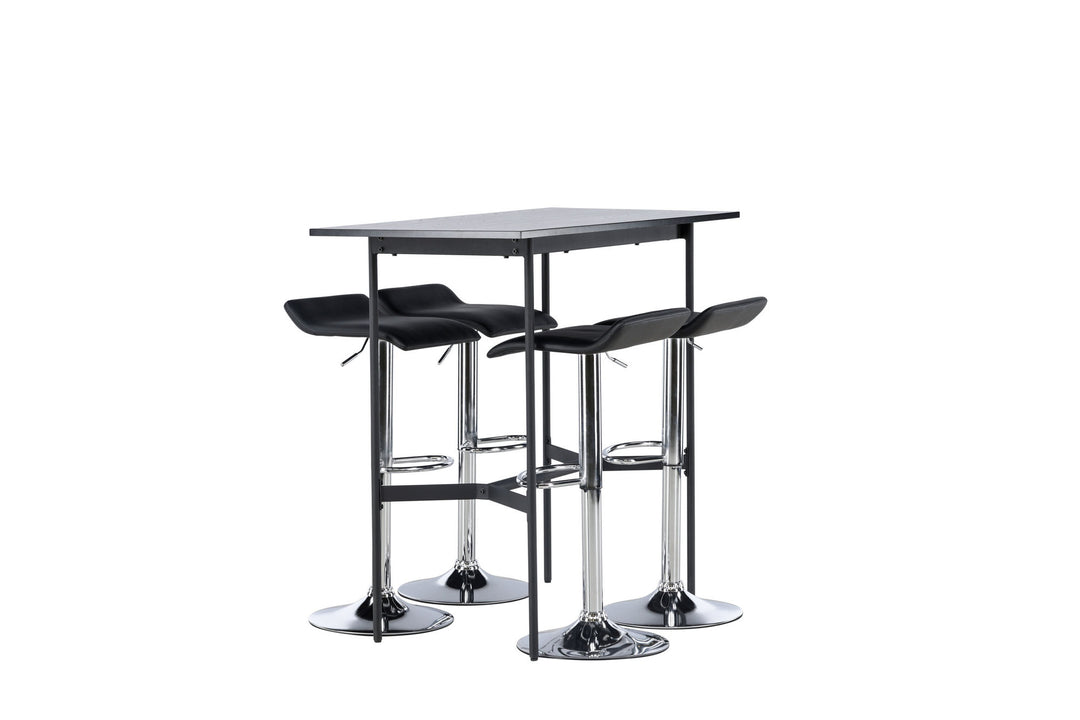 Venture Home Rax Bar Table 120*60 - Black / Black MDF +Jonna Bar Chair - Chromed Steel / Black Fabric _4