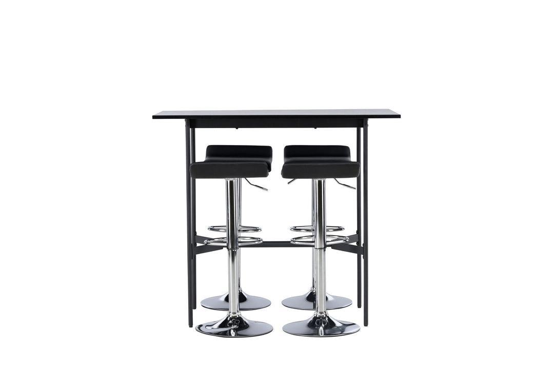Venture Home Rax Bar Table 120*60 - Black / Black MDF +Jonna Bar Chair - Chromed Steel / Black Fabric _4