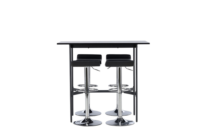 Venture Home Rax Bar Table 120*60 - Black / Black MDF +Jonna Bar Chair - Chromed Steel / Black Fabric _4