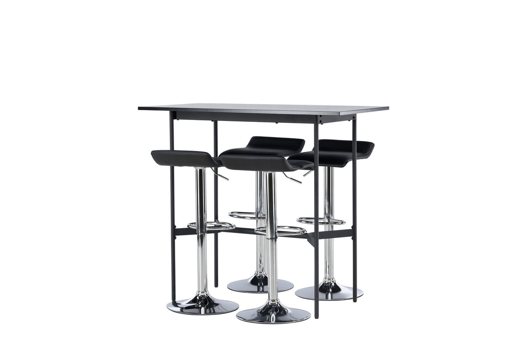Venture Home Rax Bar Table 120*60 - Black / Black MDF +Jonna Bar Chair - Chromed Steel / Black Fabric _4