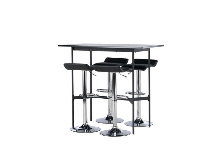 Venture Home Rax Bar Table 120*60 - Black / Black MDF +Jonna Bar Chair - Chromed Steel / Black Fabric _4