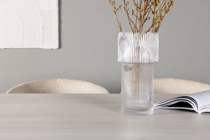Venture Home Olga Dining Table 200*75 - White Wash +Berit Chair - Black / Beige Velvet _6