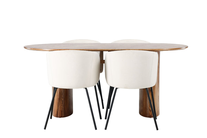 Venture Home Isolde Dining Table 140*75 - Nature / Nature MDF +Berit Chair - Black / Beige Velvet _4